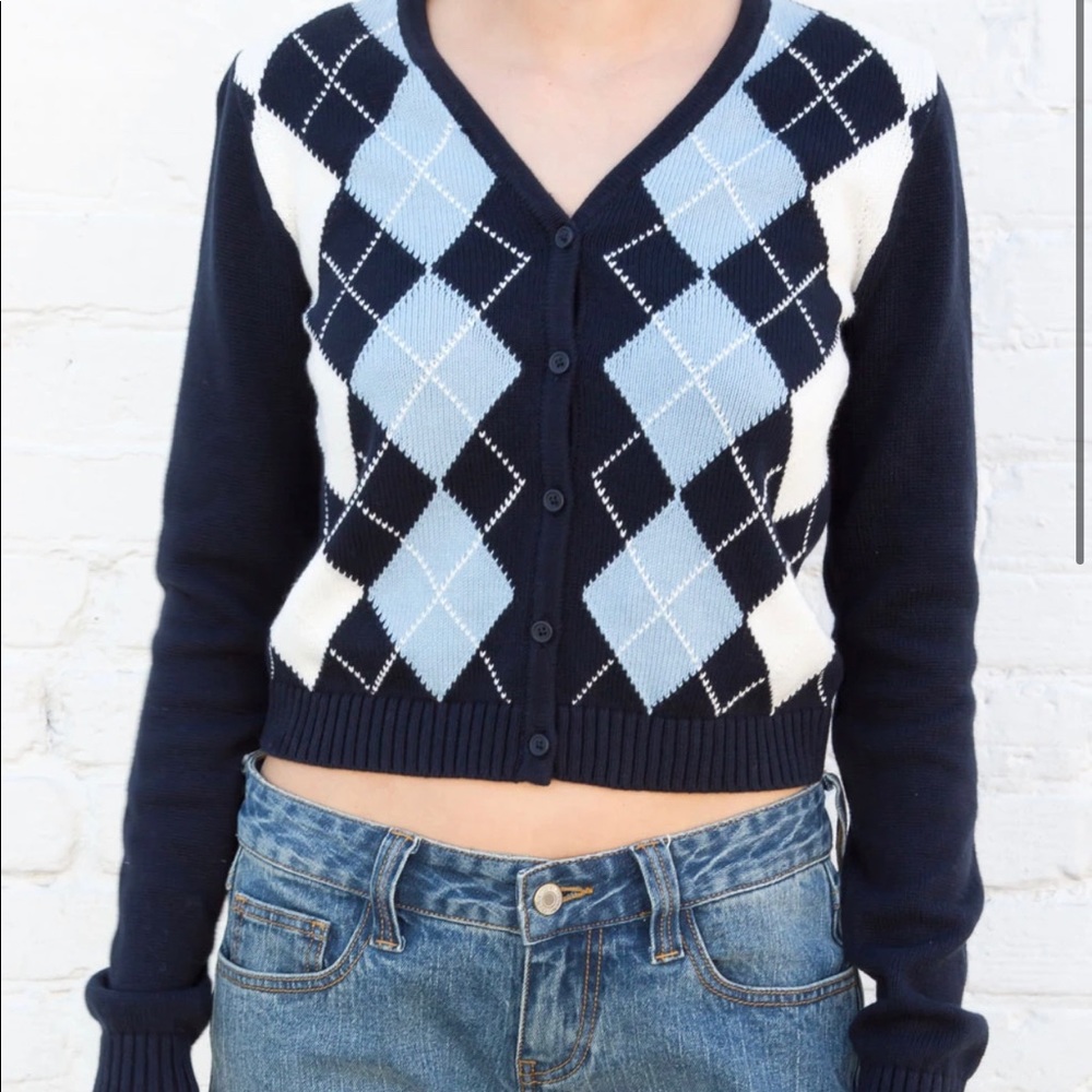Brandy Melville Elizabeth Cotton Argyle Sweater